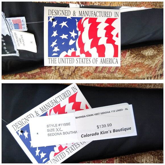 Tapestry Western Blanket VEST Aztec Concho Cowgirl RHONDA STARK USA Utah XL - Picture 12 of 12